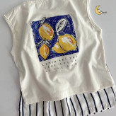 تاپ و شلوارک نخی دخترانه و پسرانه طرح راه راه تابستانی سایز 2 تا 6 سال