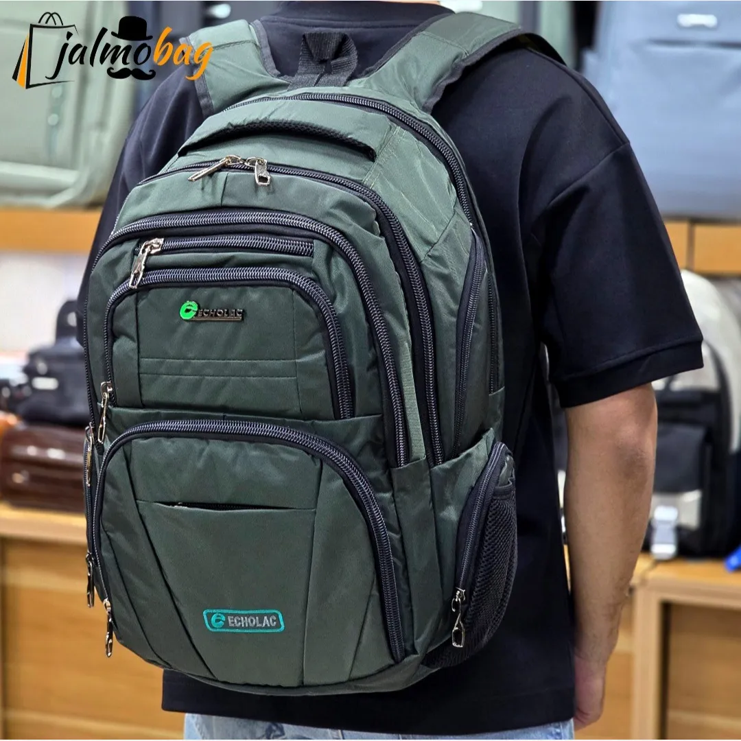 کوله پشتی 11 زیپ اسپرت پارچه ریپس وارداتی با محفظه لپ تاپ