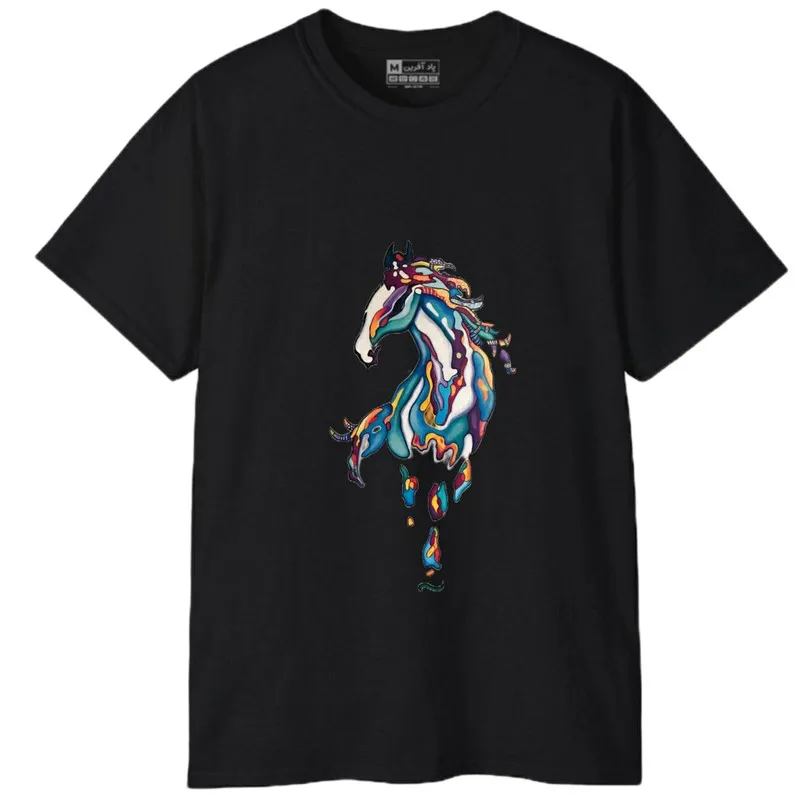 تیشرت آستین کوتاه مردانه مدل حیوانات اسب جنس نخ و پلی استر