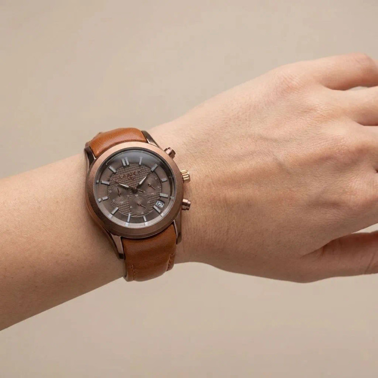 ساعت زنانه قهوهای چرمی طرح سه موتوره بلیزر 3152 با تقویم و شیشه مینرال