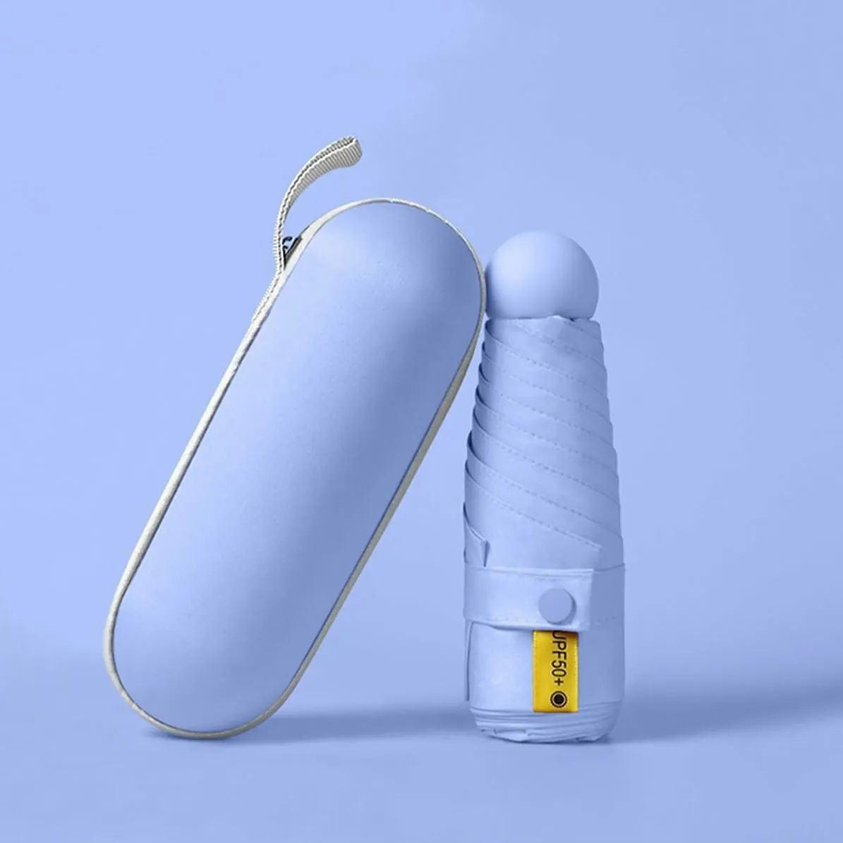چتر جیبی کپسول دار SPF 50 ضد باد باران و آفتاب کمجا سبک مسافرتی