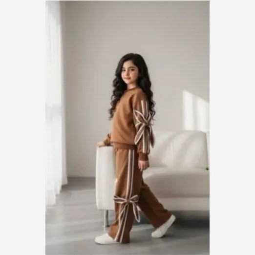 ست بلوز شلوار دخترانه دورس پاپیونی پاییزه و زمستانه سایز 50 تا 60