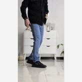 شلوار لی راسته فاق بلند مردانه جین پارچه آرتا نیمه کش