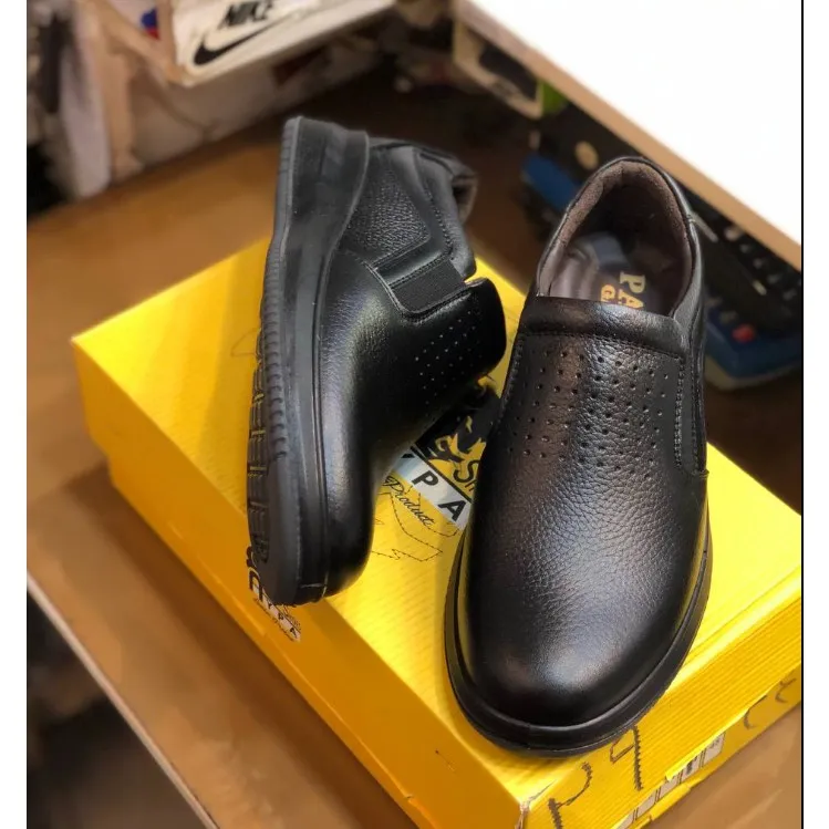 کفش چرم مردانه طبی مدل بادران مشکی برند شامی
