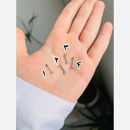 پیرسینگ گوش استیل رنگ نقره ای ضد حساسیت پیچی
