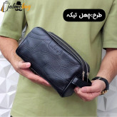 کیف دستی مردانه اسپرت طرحدار چرم صنعتی دو خانه بند دستی