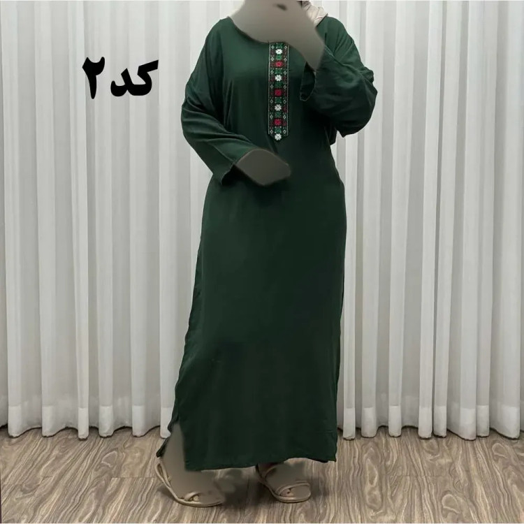 پیراهن کفتان کراش گلدوزی فری سایز زنانه تا سایز 52 شیک و راحت چهارفصل