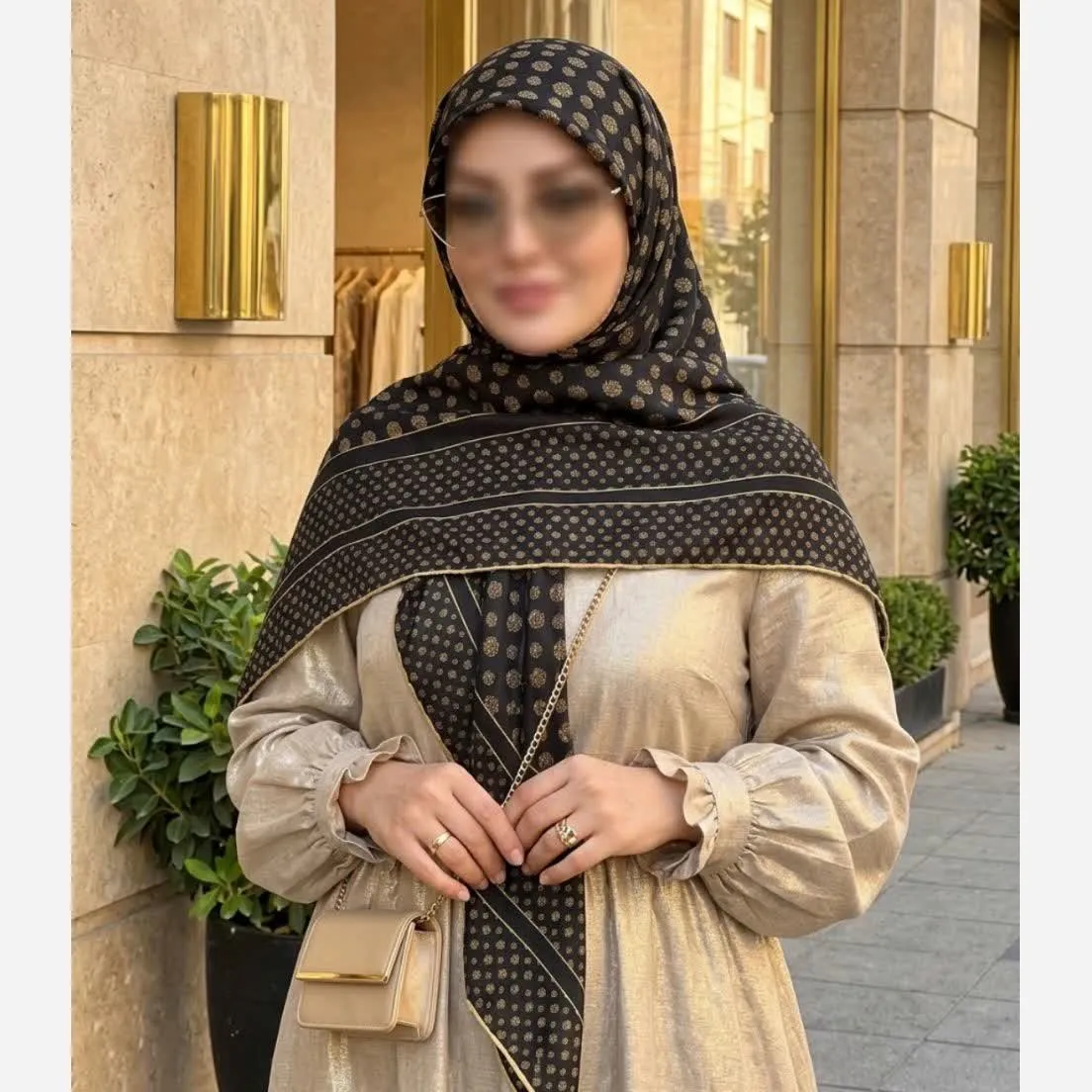 روسری نخ کاستوم طرح خال خال اکلیلی قواره بزرگ 140 سانتیمتر