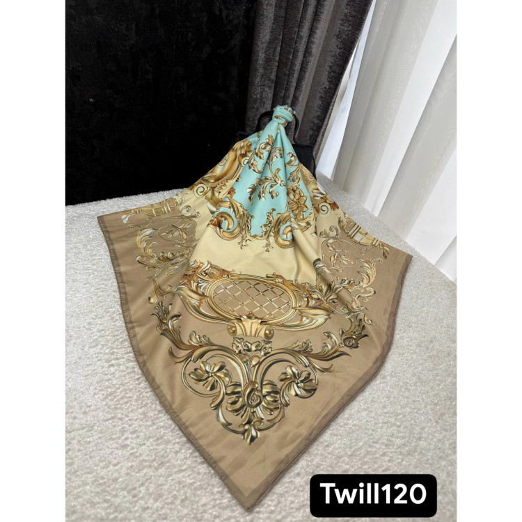 روسری ساتن ابریشم طرح رزیتا قواره 140 دور دوخت ایستایی عالی