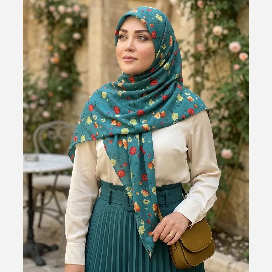 روسری نخ کاستوم سیتو طرح رزایه قواره بزرگ 140 سانتی متری