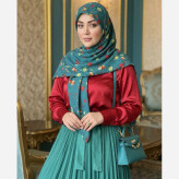 روسری نخ کاستوم سیتو طرح رزایه قواره بزرگ 140 سانتی متری