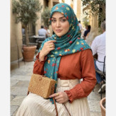 روسری نخ کاستوم سیتو طرح رزایه قواره بزرگ 140 سانتی متری