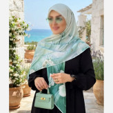 روسری نخ کاستوم قواره 140 طرح شیوا سبز روشن