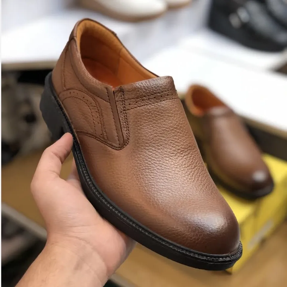 کفش چرم مردانه مجلسی ایپک رنگ عسلی چرم طبیعی زیره پیو