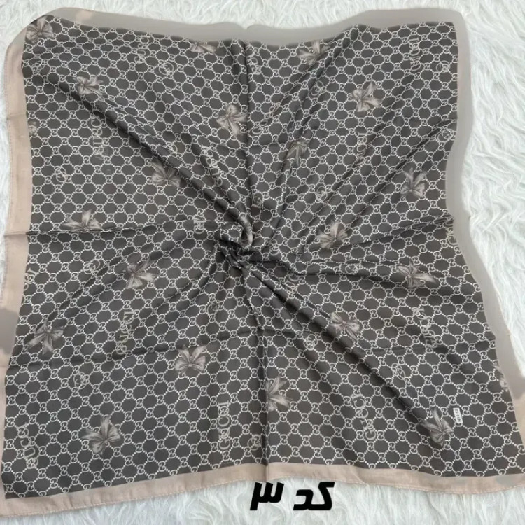 مینی اسکارف قهوهای نخ طرحبندی 65×65 سانتیمتر بدون آبرفت و رنگ رفت