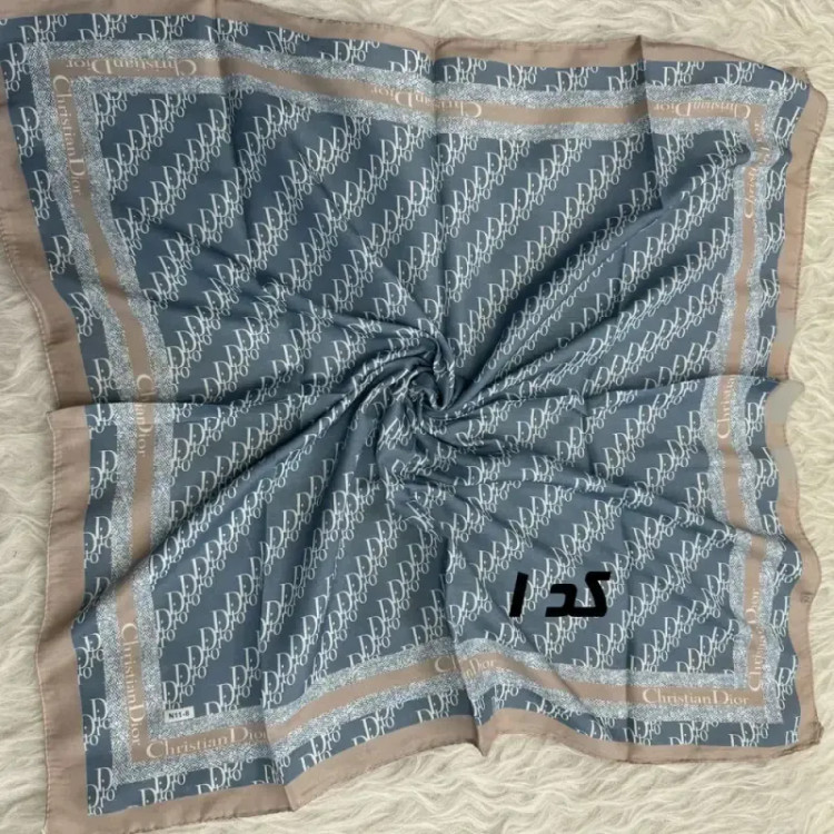 مینی اسکارف آبی نخ طرحبندی قواره 65×65 مناسب استفاده روزمره