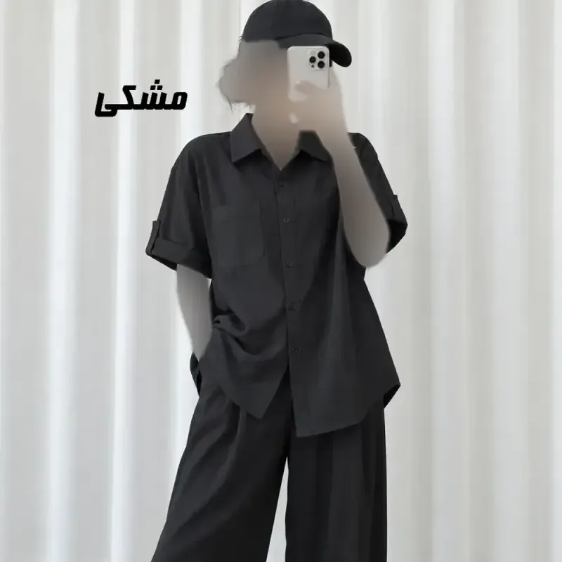 شومیز پری سیلک جلو جیب دکمه دار فری سایز مناسب تا 48 چهارفصل