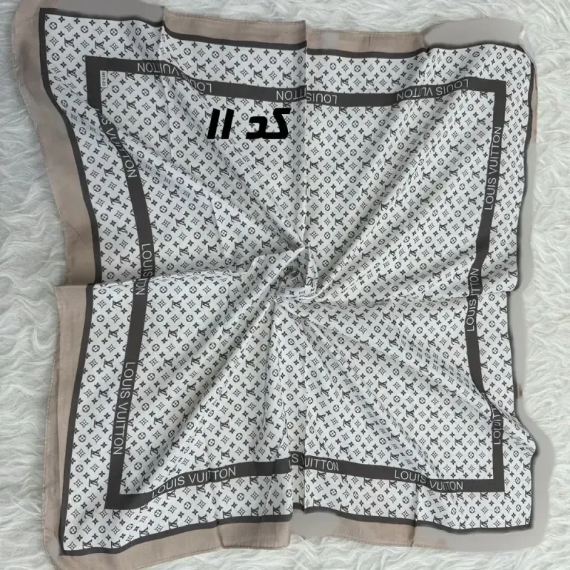 مینی اسکارف قهوهای نخ طرحبندی 65×65 سانتیمتر بدون آبرفت و رنگ رفت