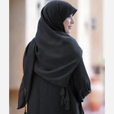 روسری سوپر نخ ساده قواره بزرگ منگوله دار مشکی و سورمه ای