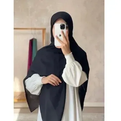 روسری سوپر نخ ساده قواره بزرگ منگوله دار مشکی و سورمه ای