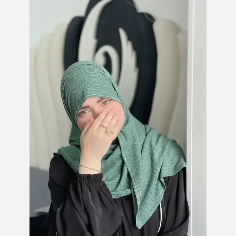 شال کشی کویتی کریشه تریکو کش نگین دار و ساده ابعاد 2 در 75 سبک و خنک