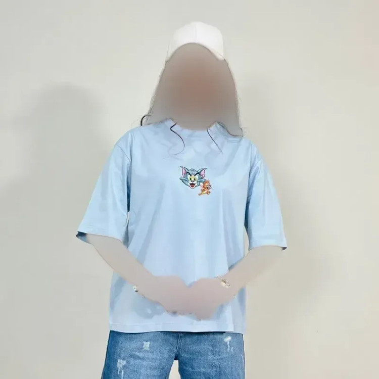 تیشرت نخ پنبه فری سایز طرح تام و جری