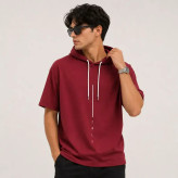 تیشرت کلاهدار مردانه پنبه ای طرح حروف آستین کوتاه معمولی