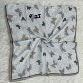 مینی اسکارف نخی نسکافه ای طرح دار قواره 65 در 65 سانتی متر