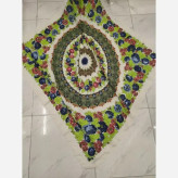 روسری ترکمنی سفید نخی قواره 140x140 سانتی متر تولید ترکیه