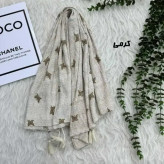 شال نخی برشکا طرح پروانه منگوله دار قواره 178 در 61 سانتی متر