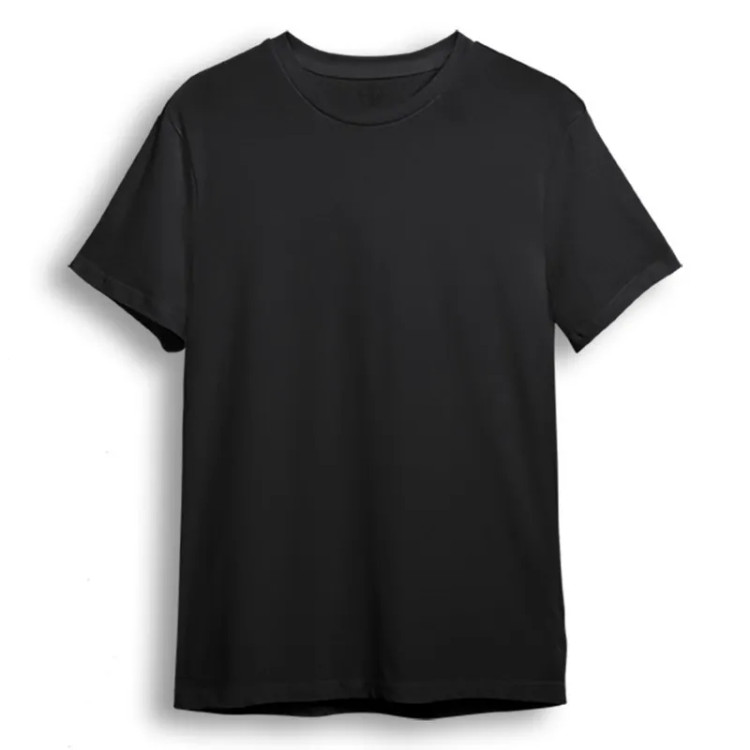 تی شرت آستین کوتاه مردانه مدل Sample رنگ مشکی جنس پنبه و نخ یقه گرد