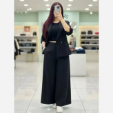 ست کت و شلوار پاییزه زنانه جنس سوپرمازراتی اعلا رنگ مشکی و دودی فری سایز