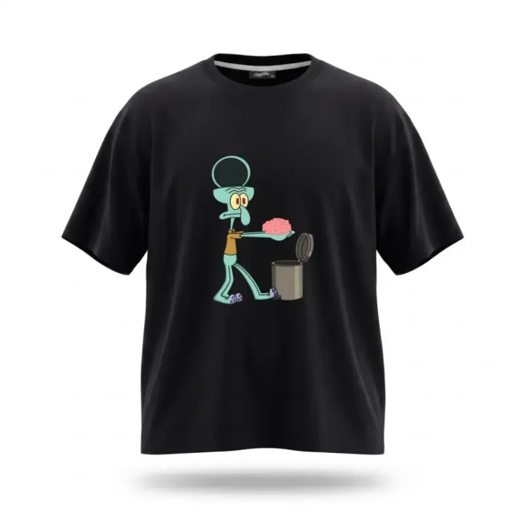 تیشرت مشکی طرح مغز اختاپوس در سطل اشغال پارچه ماکان