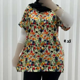 تیشرت نخی زنانه دکمهدار فری سایز مناسب تا سایز 52
