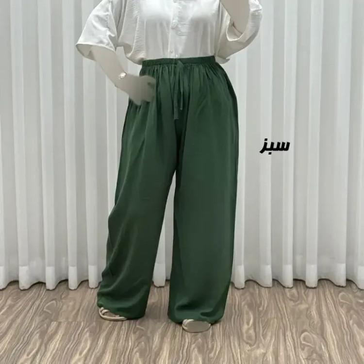 شلوار نخی زنانه راحتی فری سایز مناسب تا سایز 50 قد 107