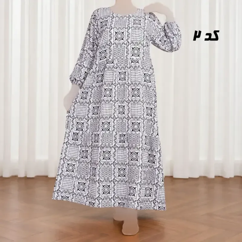 پیراهن ساحلی زنانه نخی طرح آیدایی فری سایز 38 تا 48 کمربندار