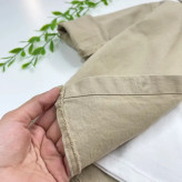 ست پاییزه بچگانه پیراهن کتان و تیشرت 3 تا 12 سال رنگ کرم