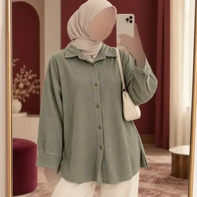 شومیز زنانه تریکو کبریتی ریزبافت دکمهدار فری سایز