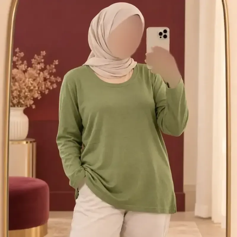 تونیک بافت وارداتی یقه گرد مدل آزاد فری سایز مناسب تا سایز 52