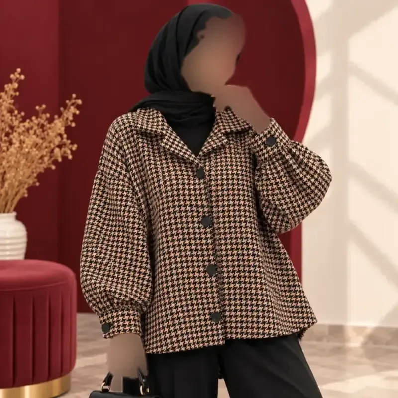 شکت زنانه پاییزه پیردوپل دکمهدار فری سایز مناسب تا 50